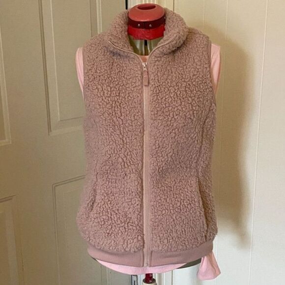 Time and Tru Sherpa Fleece Zip up Vest Women Size M - Picture 1 of 8